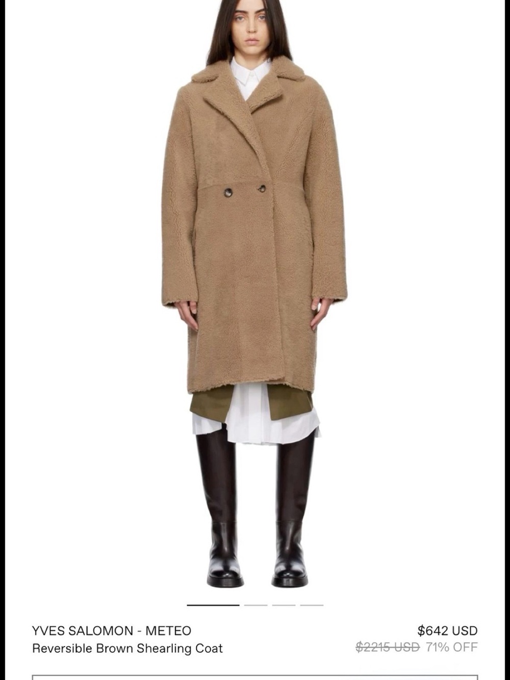 Yves Salomon Tan Teddy Shearling Coat
